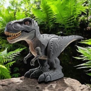 Gray T-Rex Dinosaur Toy That Walks And Roas